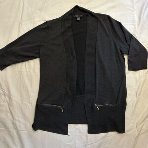 Joan Vass Charcoal Ribbed Cardigan